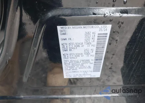 2014 Infiniti Qx60 z USA, uszkodzony, nr VIN 5N1AL0MM1EC539270